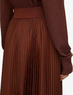 Joseph Ade Pleated Woven Midi Skirt 7 Joseph Ade Pleated Woven Midi Skirt -Women Clothing Store R04203808 MAHOGANY ALT03