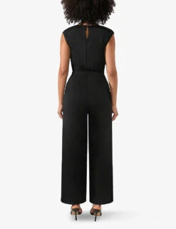 Cowl-neck Sleeveless Crepe Jumpsuit -Women Clothing Store R04209463 BLACK ALT02
